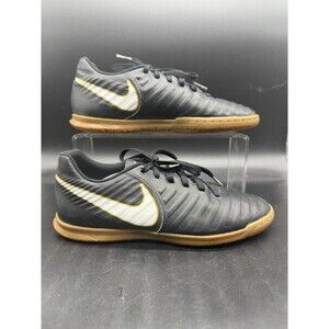 Nike TiempoX Rio IV IC Men's Size 7 Black Leather Turf Soccer Shoes 897769-002